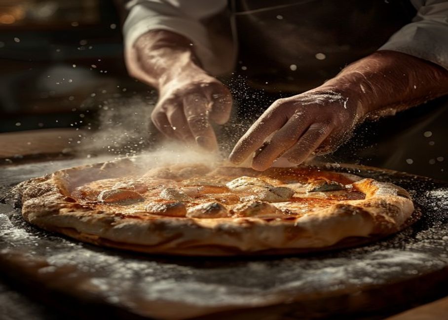 Pâte à pizza préparée à la main